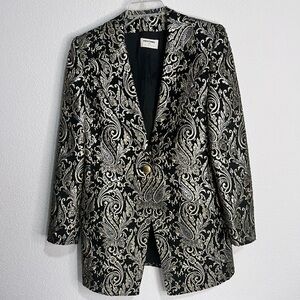 Vintage Festival by Glaser Black Gold & Silver Brocade Evening Festival Jacket 8